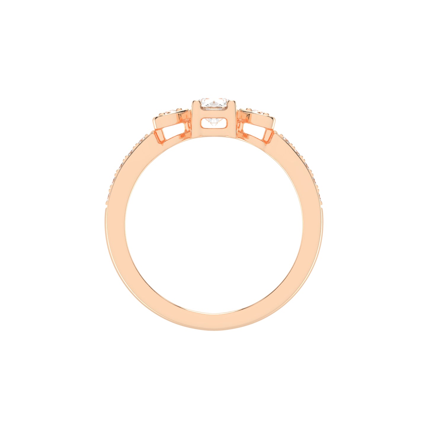 Vistelle Round Cut Side Stone Lab Diamond Ring