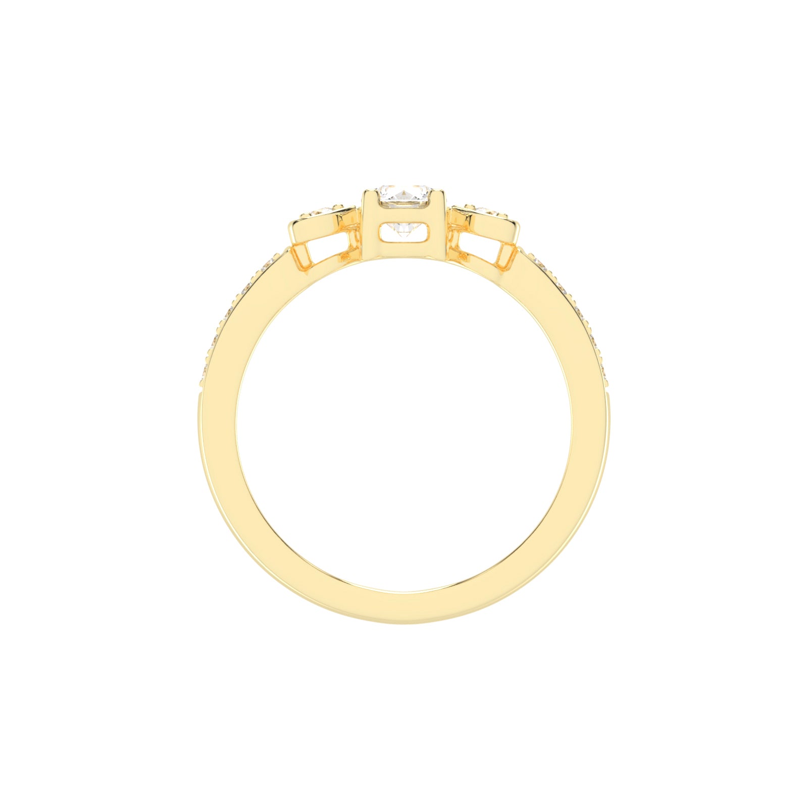 Vistelle Round Cut Side Stone Lab Diamond Ring