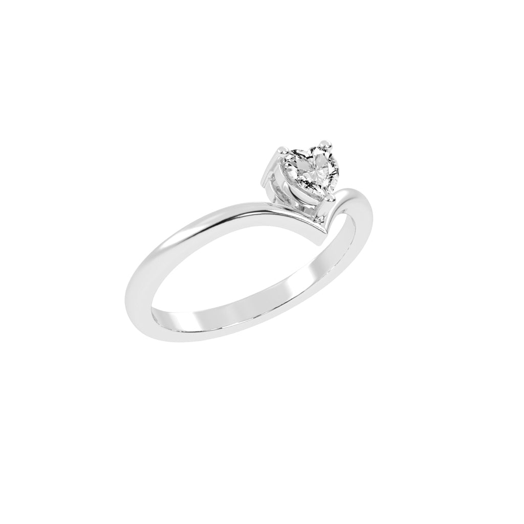 Solviona Three Prong Heart Cut Solitaire Lab Diamond Ring