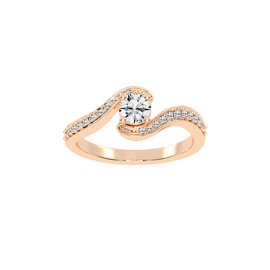Siderraia Freeform Round Cut Side Stone Lab Diamond Ring
