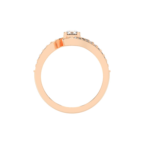 Siderraia Freeform Round Cut Side Stone Lab Diamond Ring