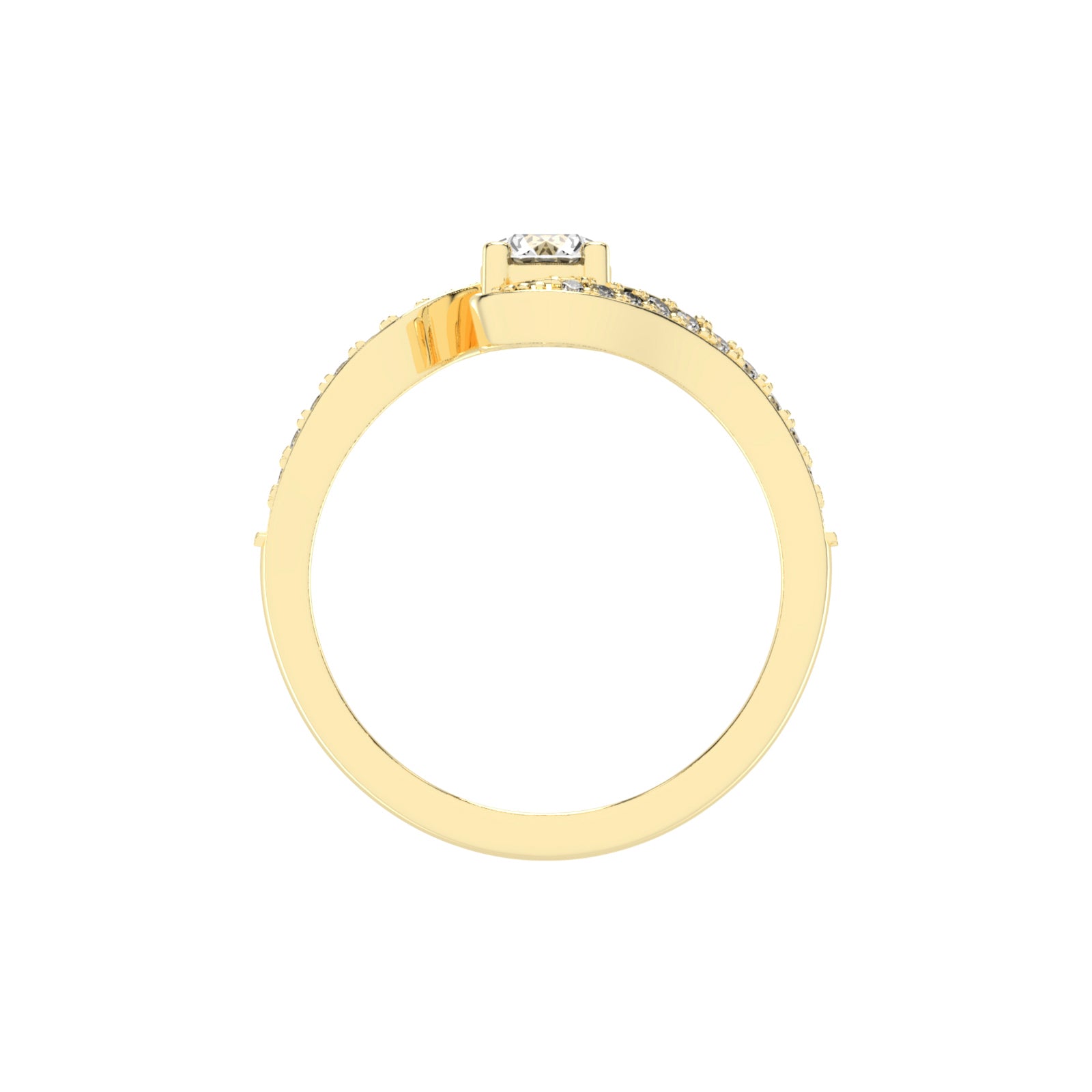 Siderraia Freeform Round Cut Side Stone Lab Diamond Ring