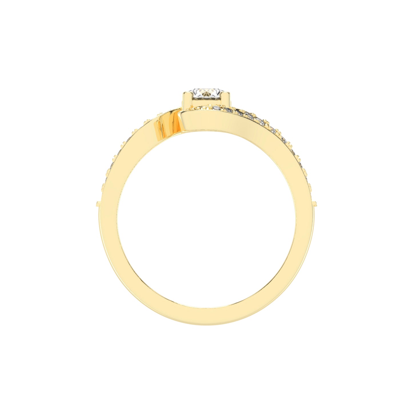 Siderraia Freeform Round Cut Side Stone Lab Diamond Ring