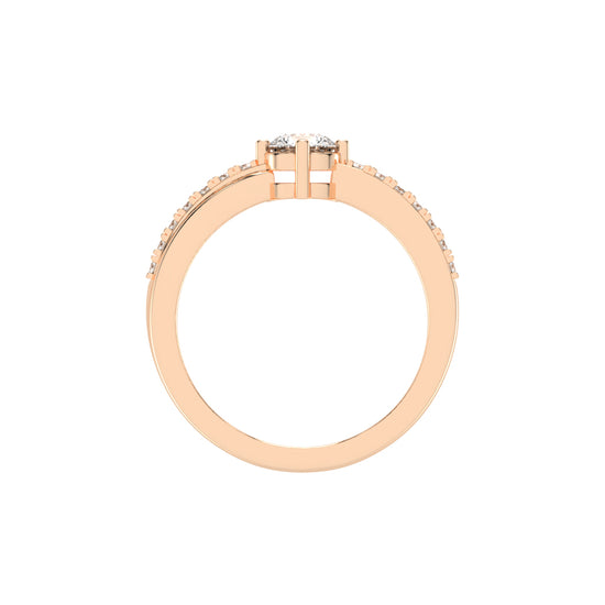 Glissore Reverse Tapred Round Side Stone Lab Diamond Ring