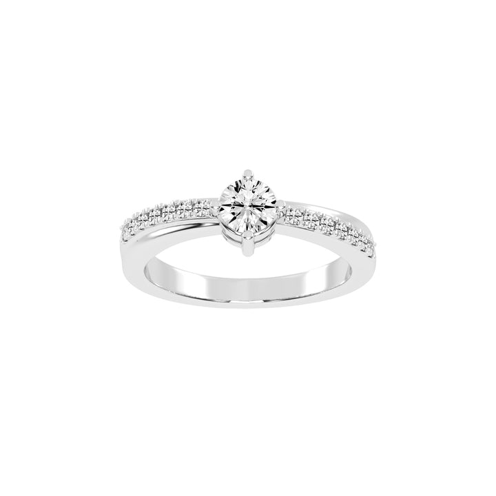 Glissore Reverse Tapred Round Side Stone Lab Diamond Ring