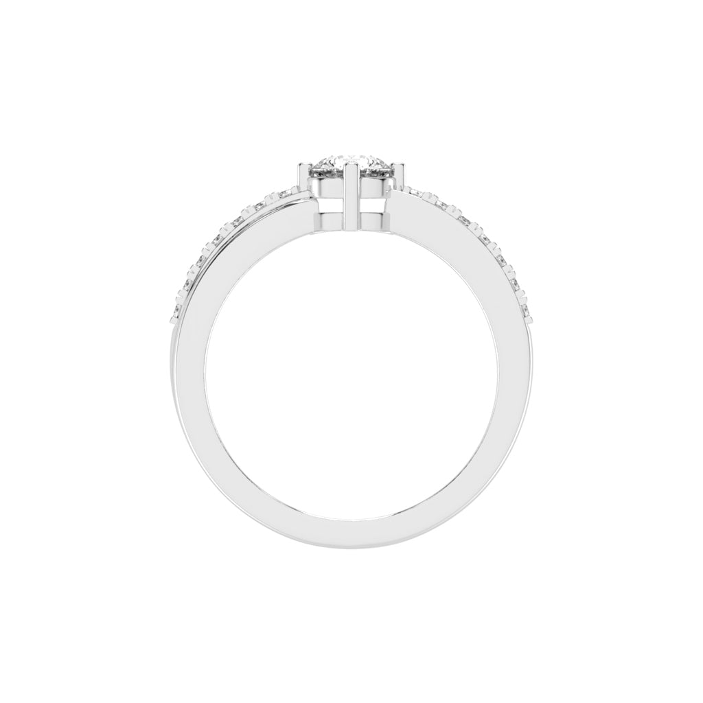 Glissore Reverse Tapred Round Side Stone Lab Diamond Ring