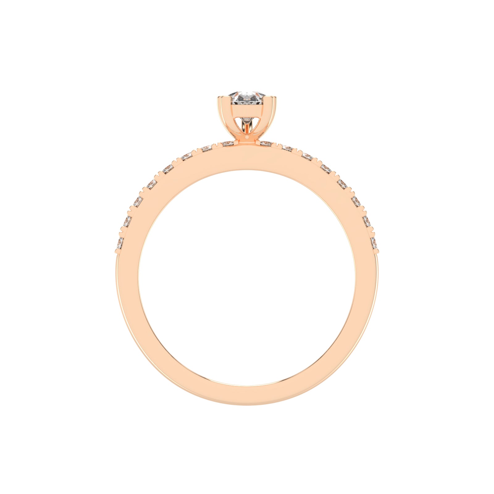 Soliside Five Prong Pear Cut Side Stone Lab Diamond Ring