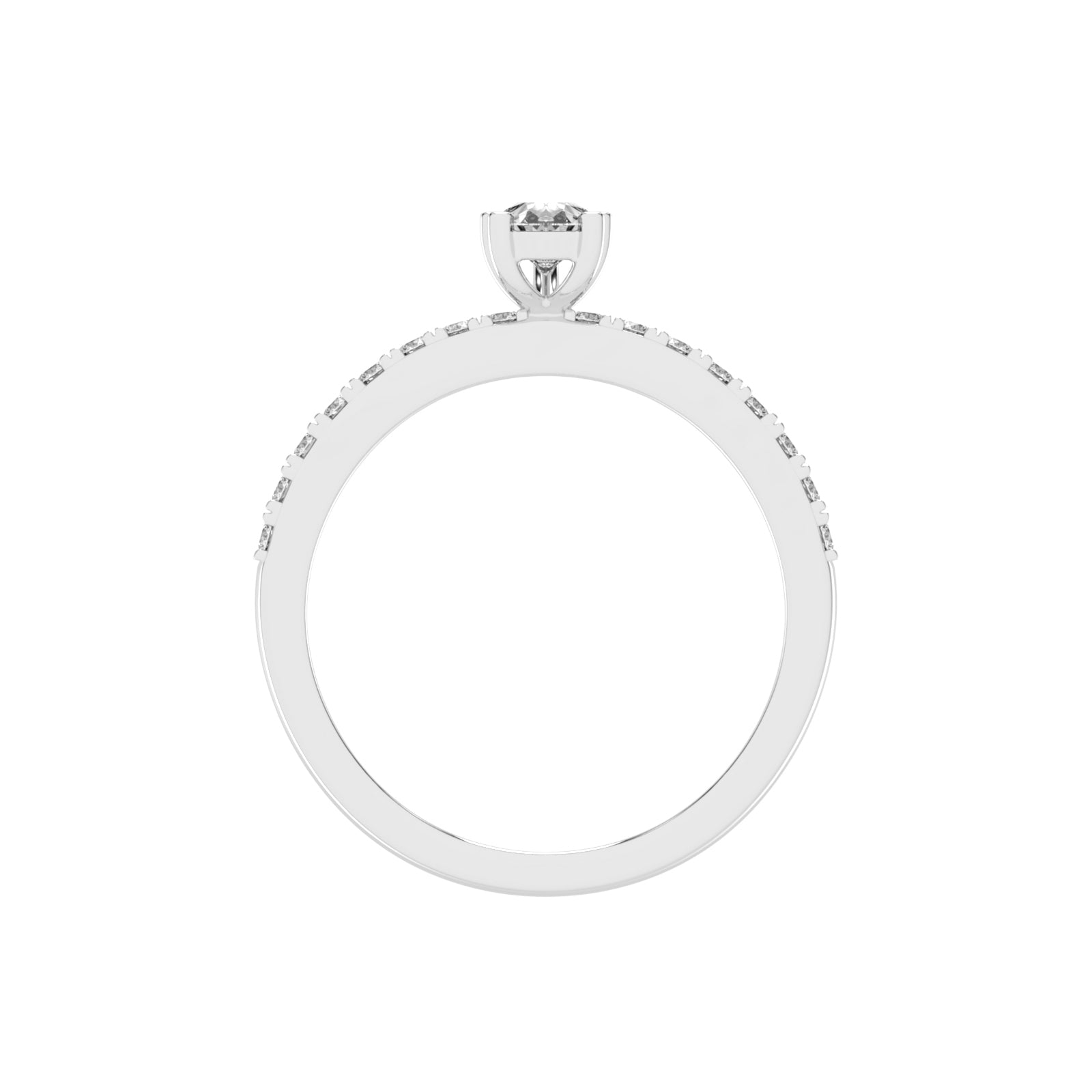 Soliside Five Prong Pear Cut Side Stone Lab Diamond Ring