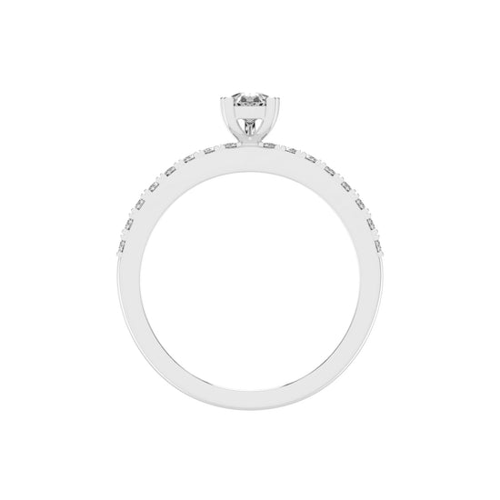 Soliside Five Prong Pear Cut Side Stone Lab Diamond Ring
