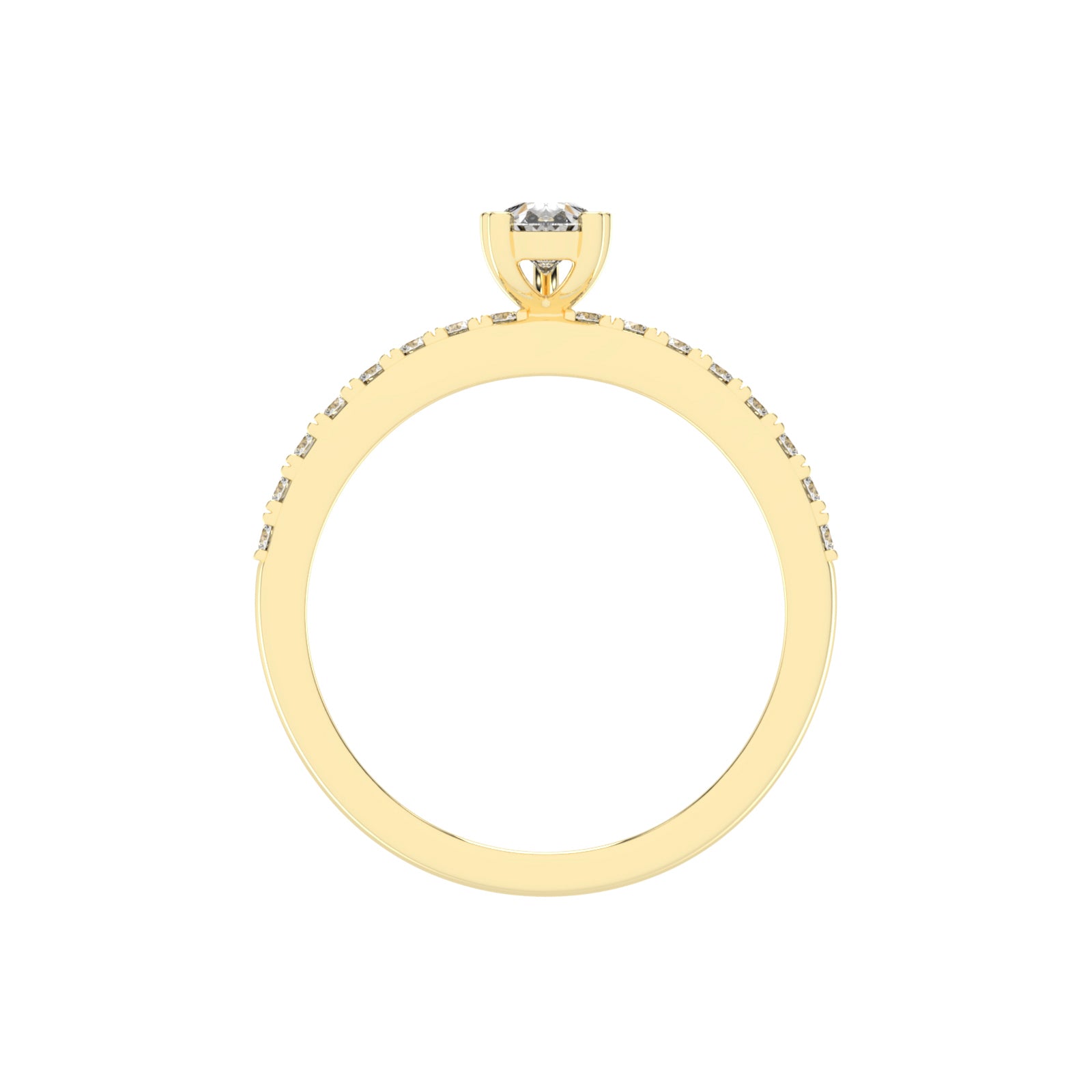 Soliside Five Prong Pear Cut Side Stone Lab Diamond Ring