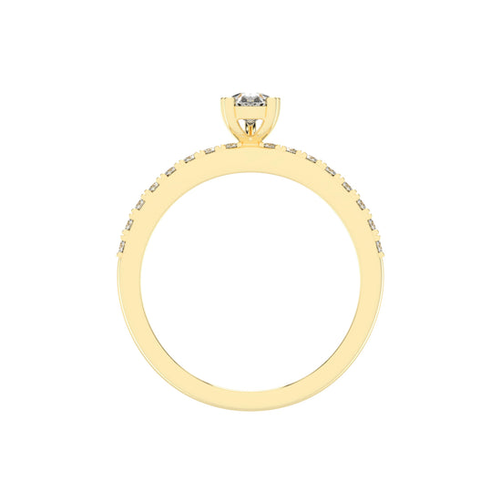 Soliside Five Prong Pear Cut Side Stone Lab Diamond Ring