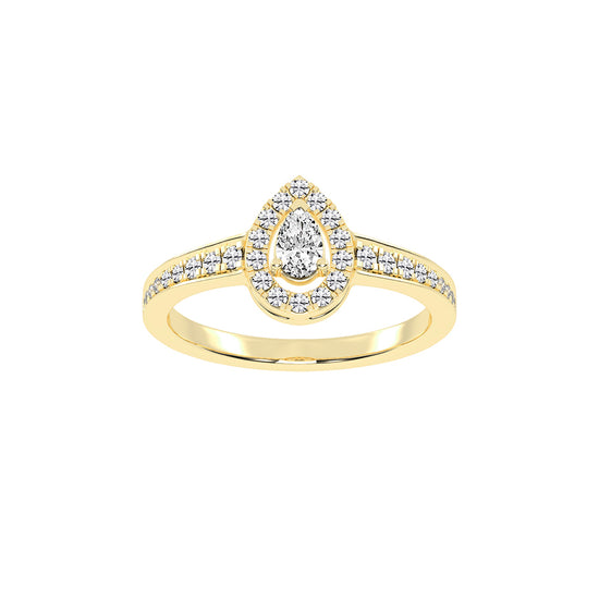 Halivian Pinpoint Pear Cut Halo Lab Diamond Ring