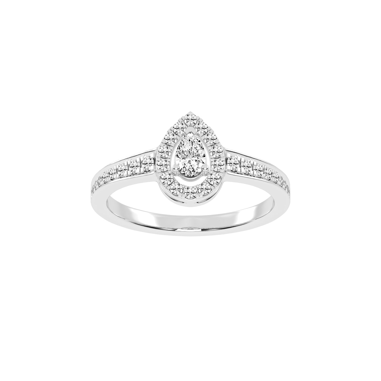 Halivian Pinpoint Pear Cut Halo Lab Diamond Ring