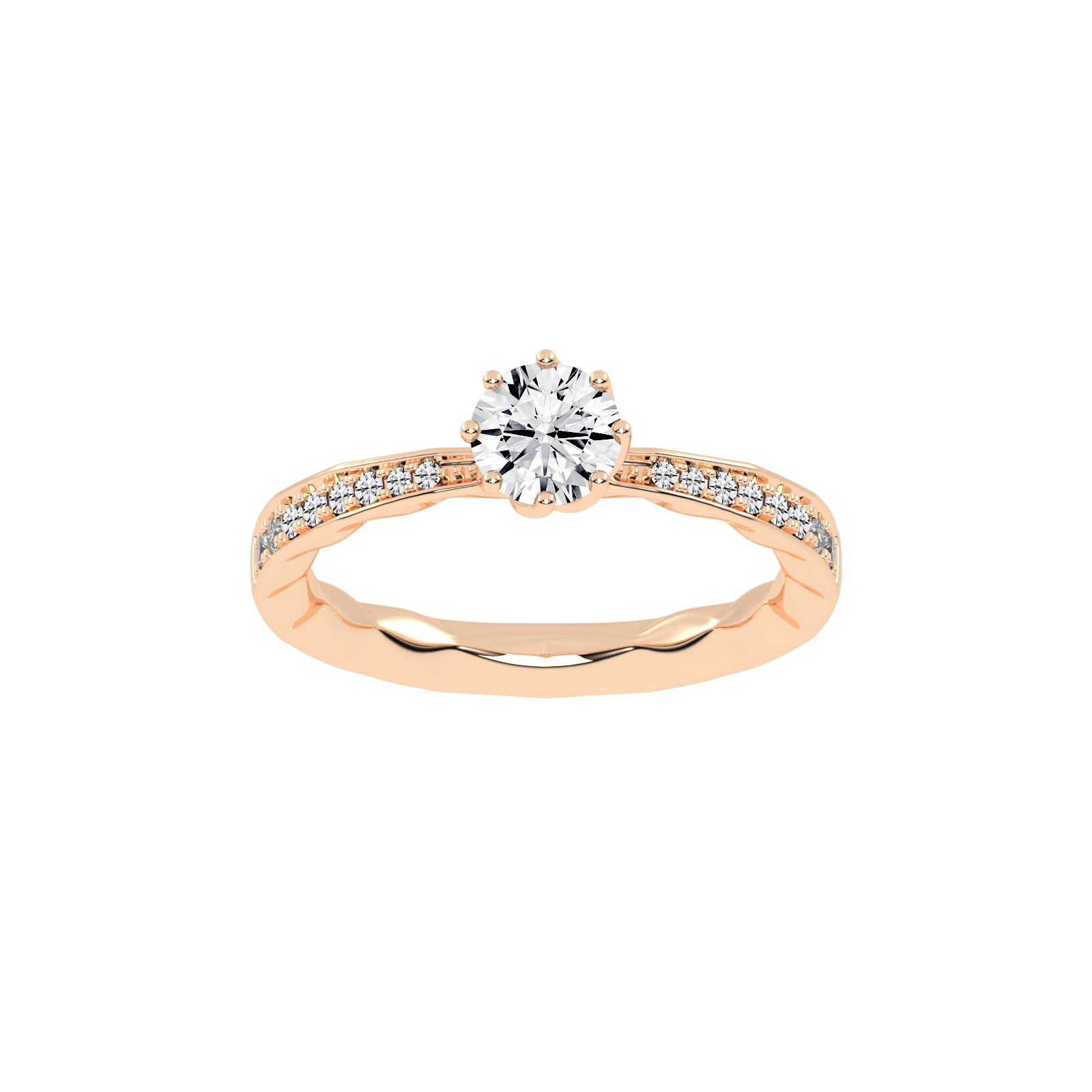 Sideraia Reversed Tapred Round Cut Lab Diamond Ring