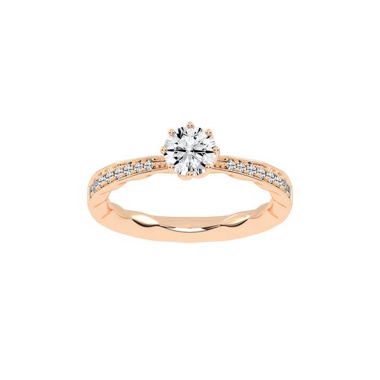Sideraia Reversed Tapred Round Cut Lab Diamond Ring