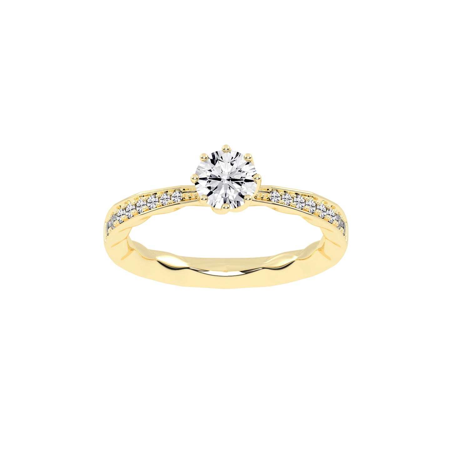 Sideraia Reversed Tapred Round Cut Lab Diamond Ring
