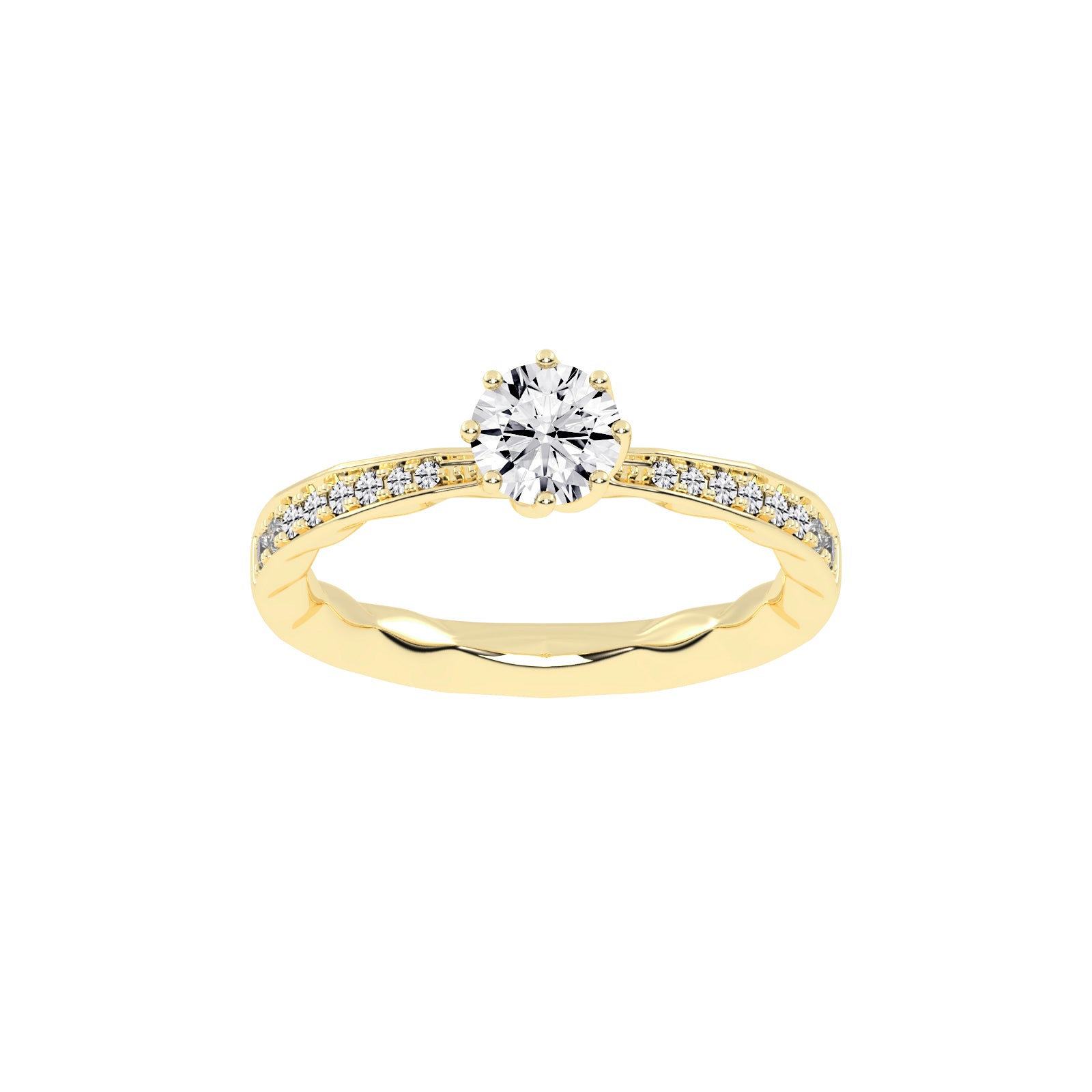 Sideraia Reversed Tapred Round Cut Lab Diamond Ring