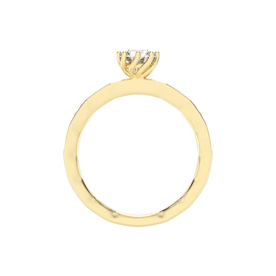 Sideraia Reversed Tapred Round Cut Lab Diamond Ring