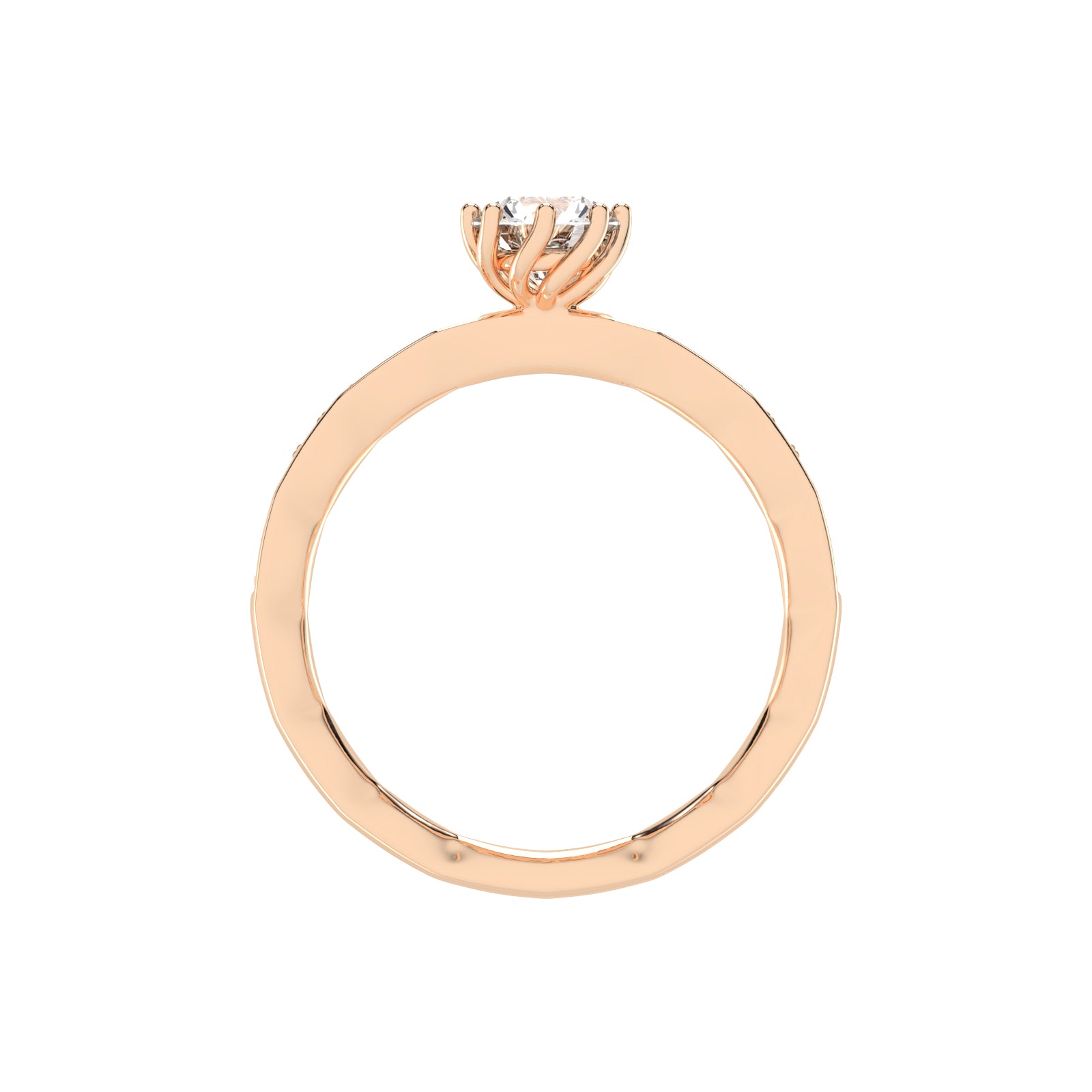 Sideraia Reversed Tapred Round Cut Lab Diamond Ring