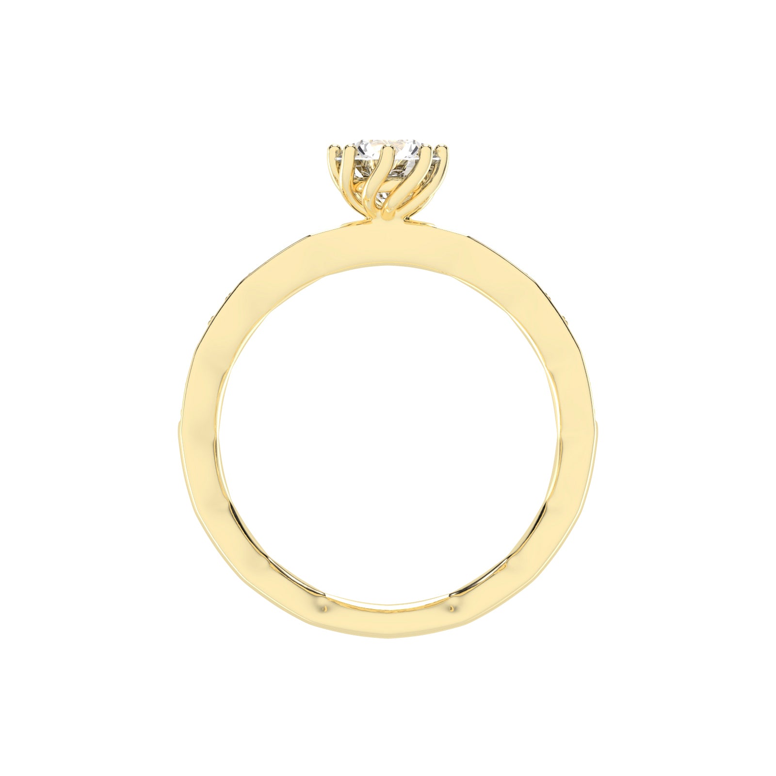 Sideraia Reversed Tapred Round Cut Lab Diamond Ring