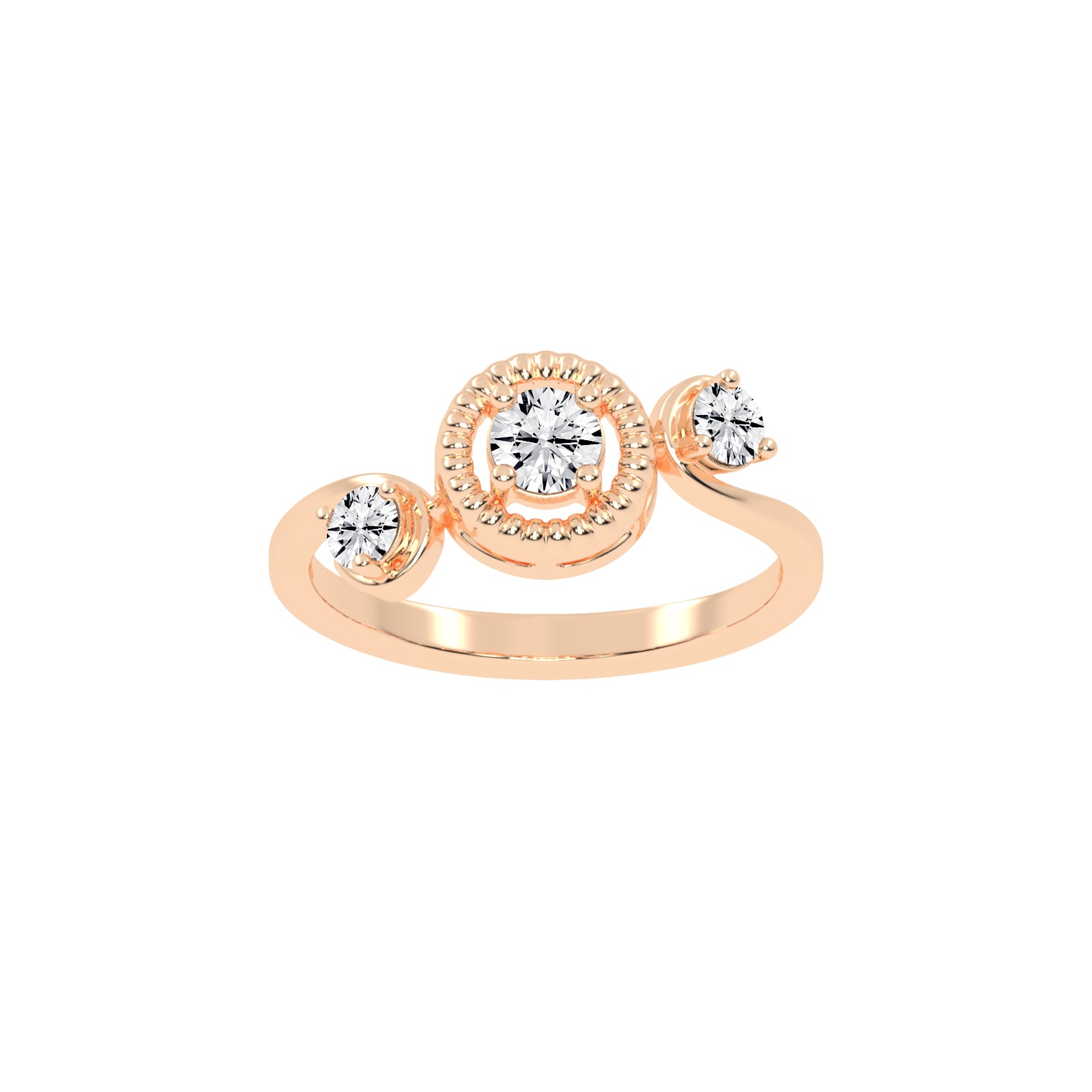 Trinerva Round Cut Three Stone Lab Diamond Ring