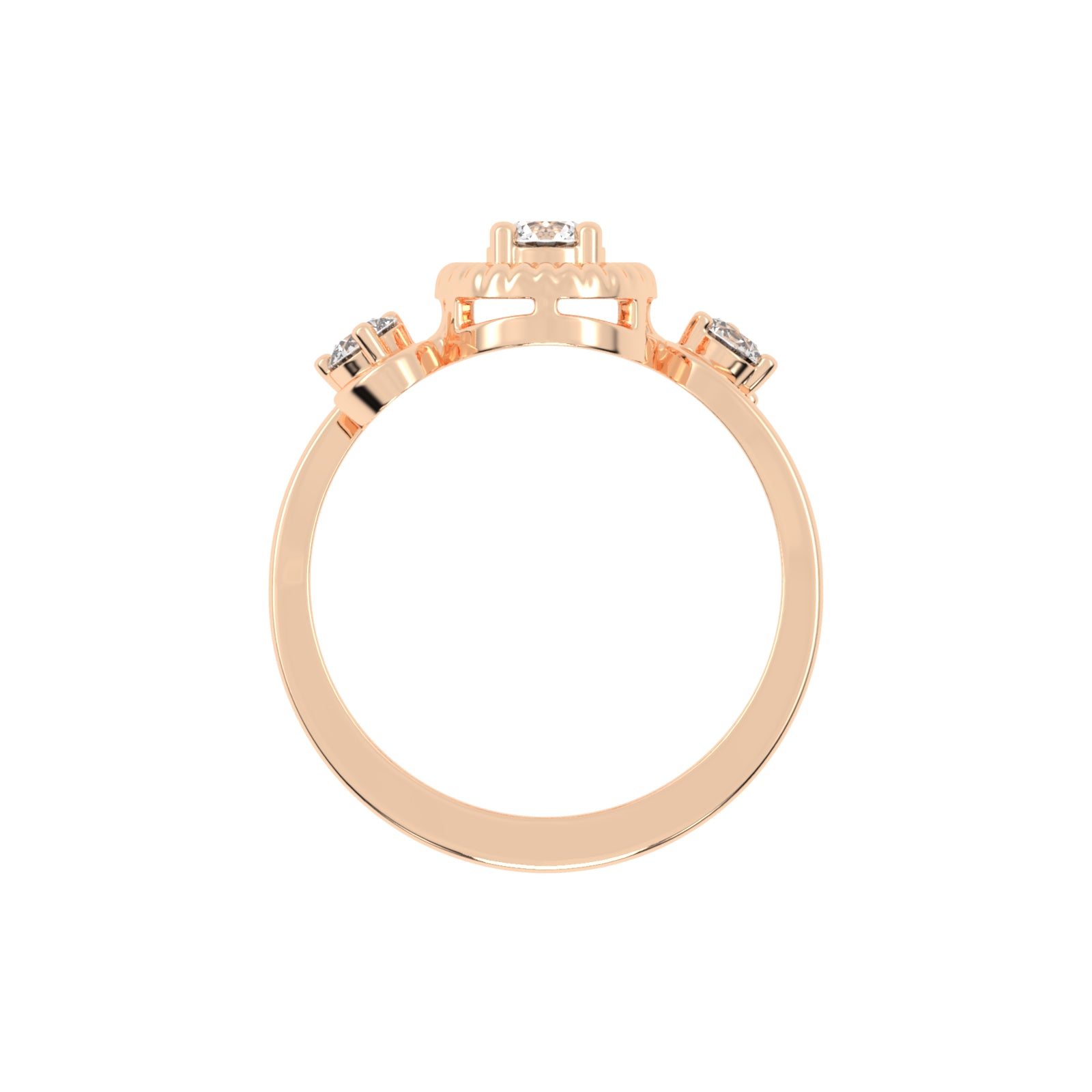 Trinerva Round Cut Three Stone Lab Diamond Ring