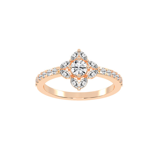 Trellos Shared Prong Round Cut Lab Diamond Ring
