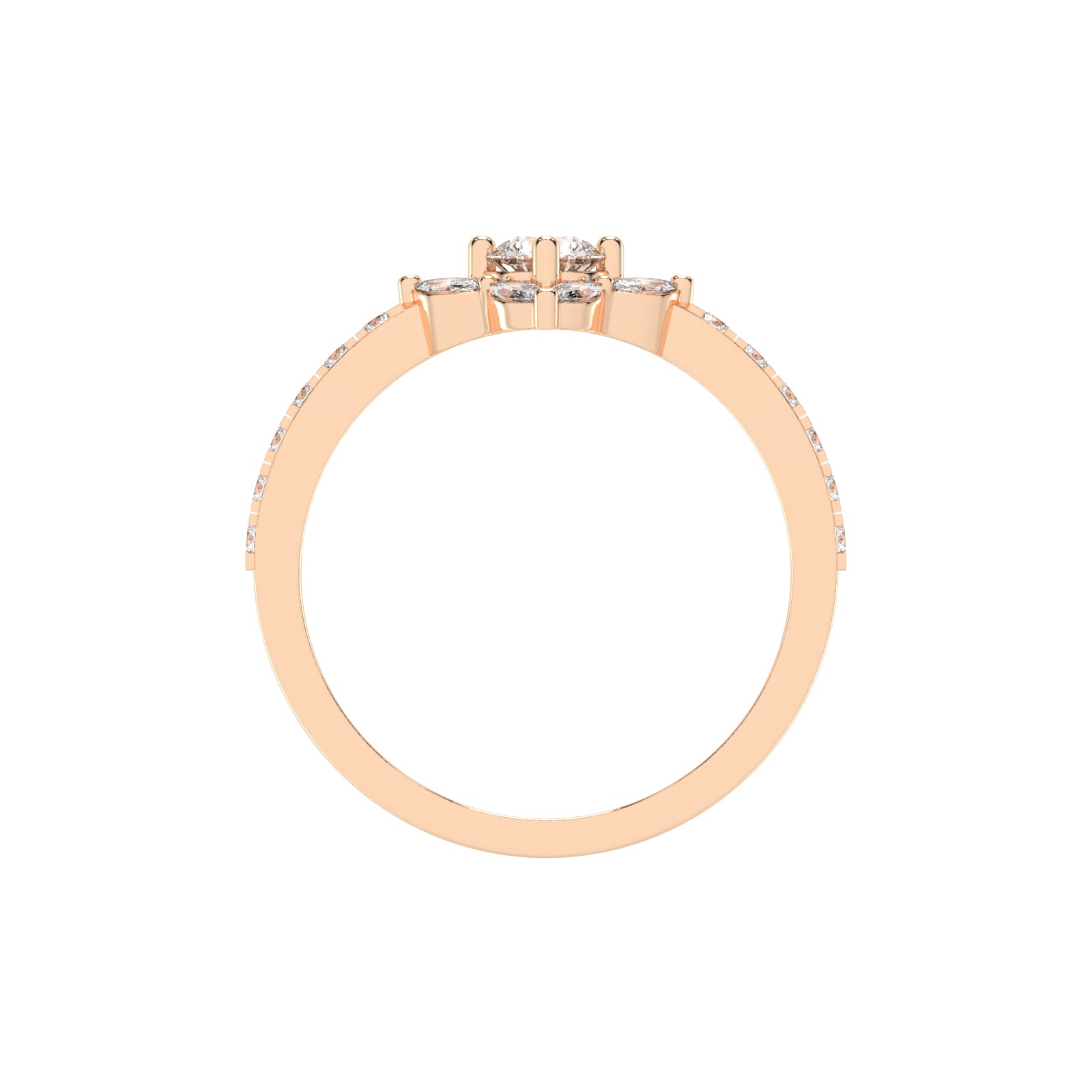Trellos Shared Prong Round Cut Lab Diamond Ring