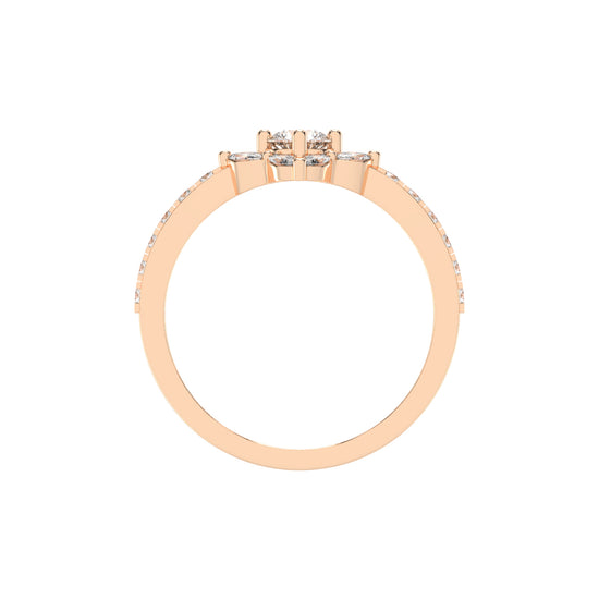 Trellos Shared Prong Round Cut Lab Diamond Ring