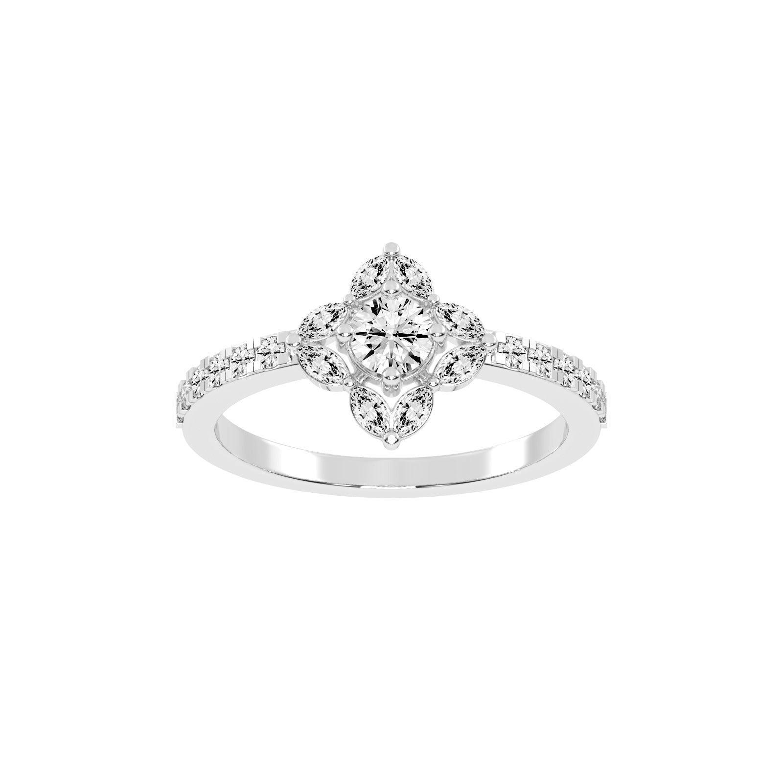 Trellos Shared Prong Round Cut Lab Diamond Ring