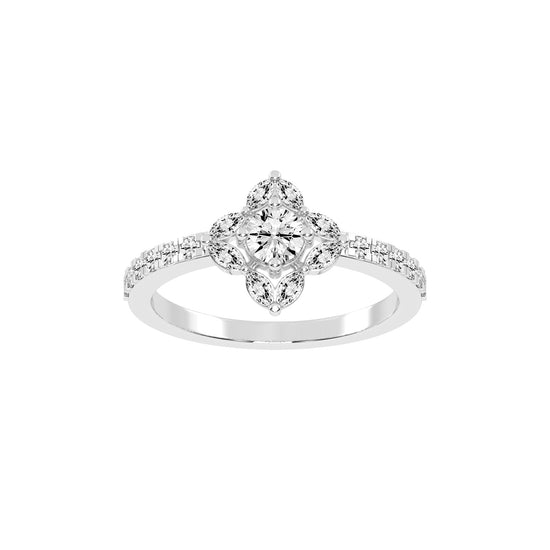 Trellos Shared Prong Round Cut Lab Diamond Ring