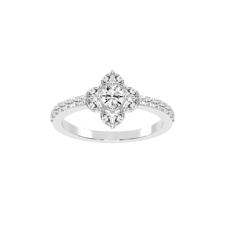 Trellos Shared Prong Round Cut Lab Diamond Ring