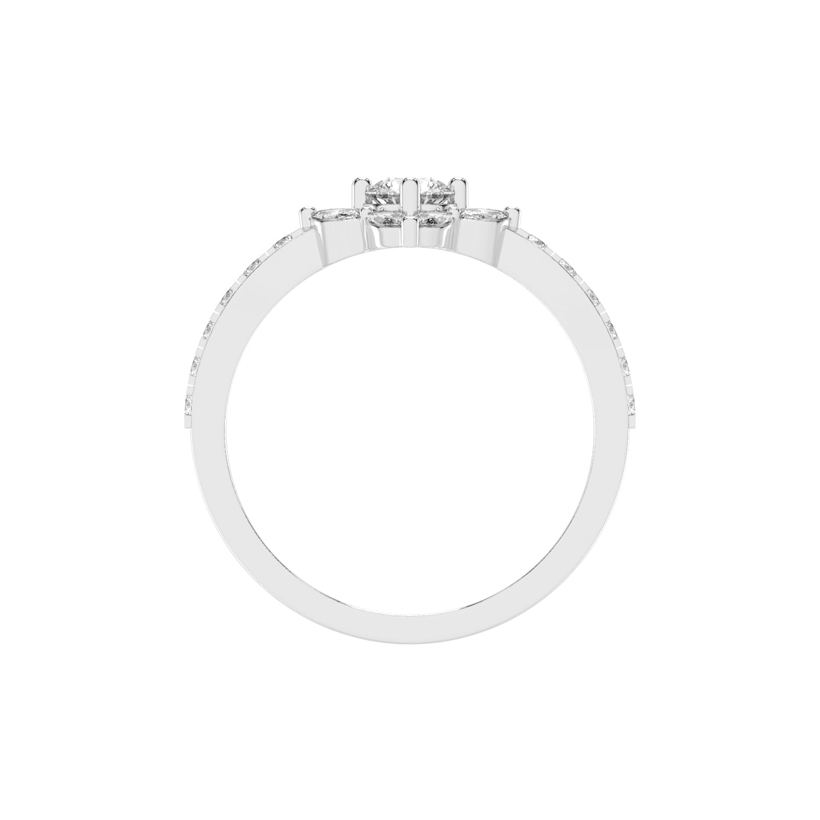 Trellos Shared Prong Round Cut Lab Diamond Ring