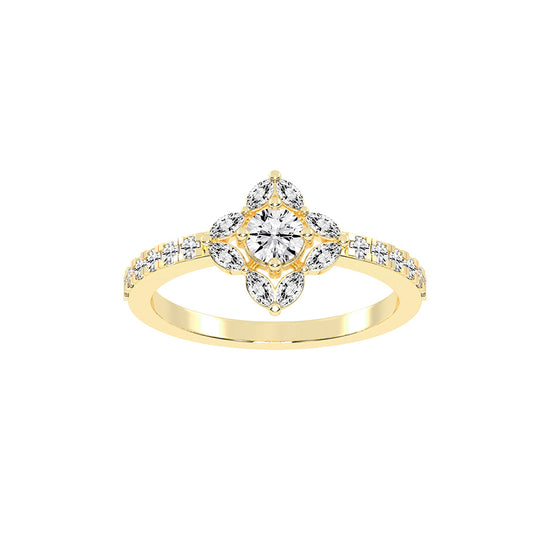 Trellos Shared Prong Round Cut Lab Diamond Ring