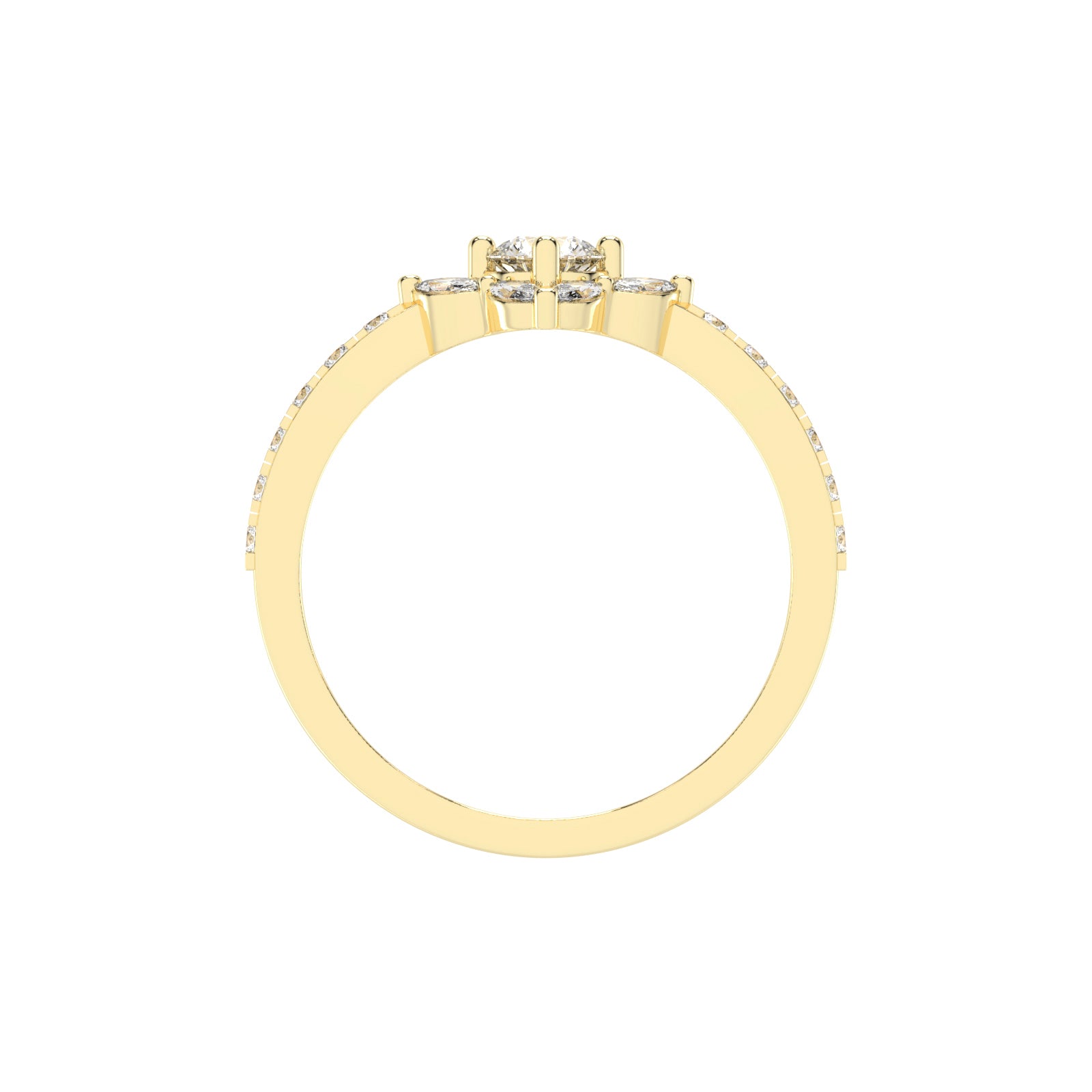 Trellos Shared Prong Round Cut Lab Diamond Ring