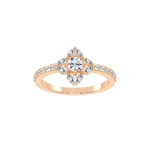 Trellos Shared Prong Round Cut Lab Diamond Ring