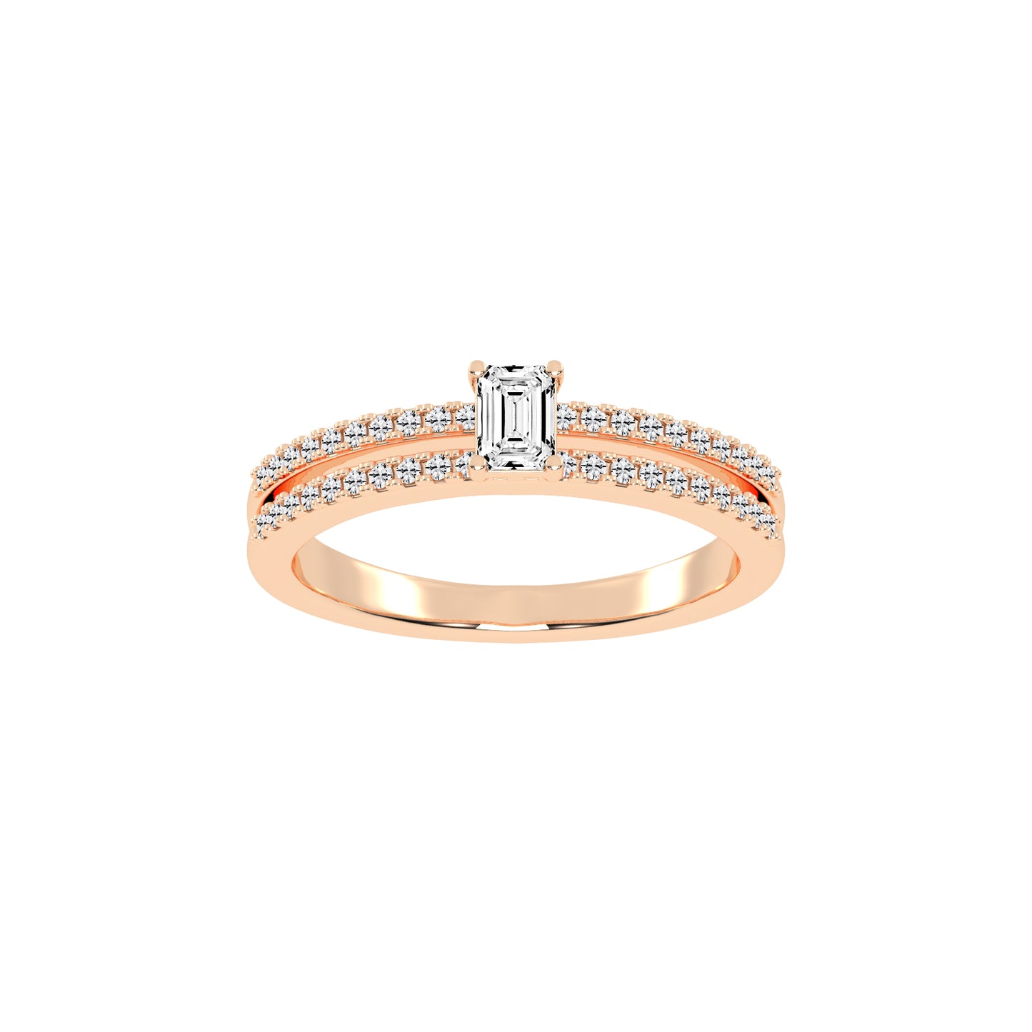 Veridelle Emerald Cut Side Stone Lab Diamond Ring