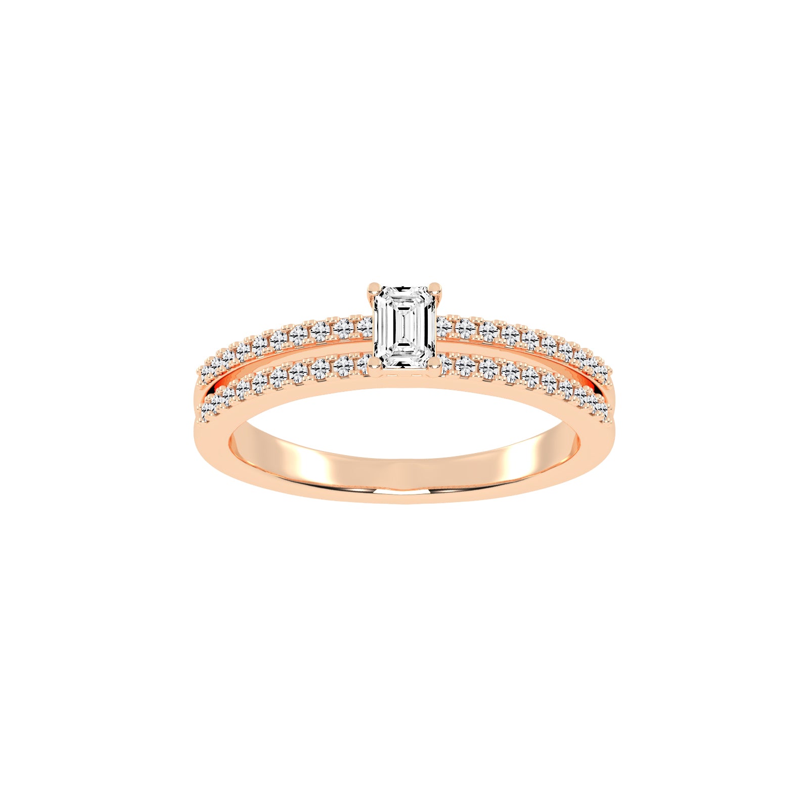 Veridelle Emerald Cut Side Stone Lab Diamond Ring