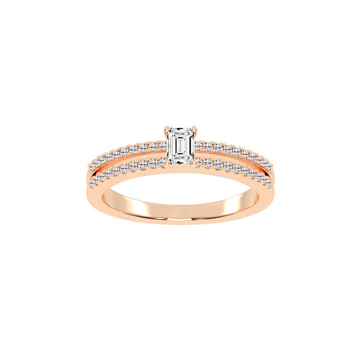 Veridelle Emerald Cut Side Stone Lab Diamond Ring