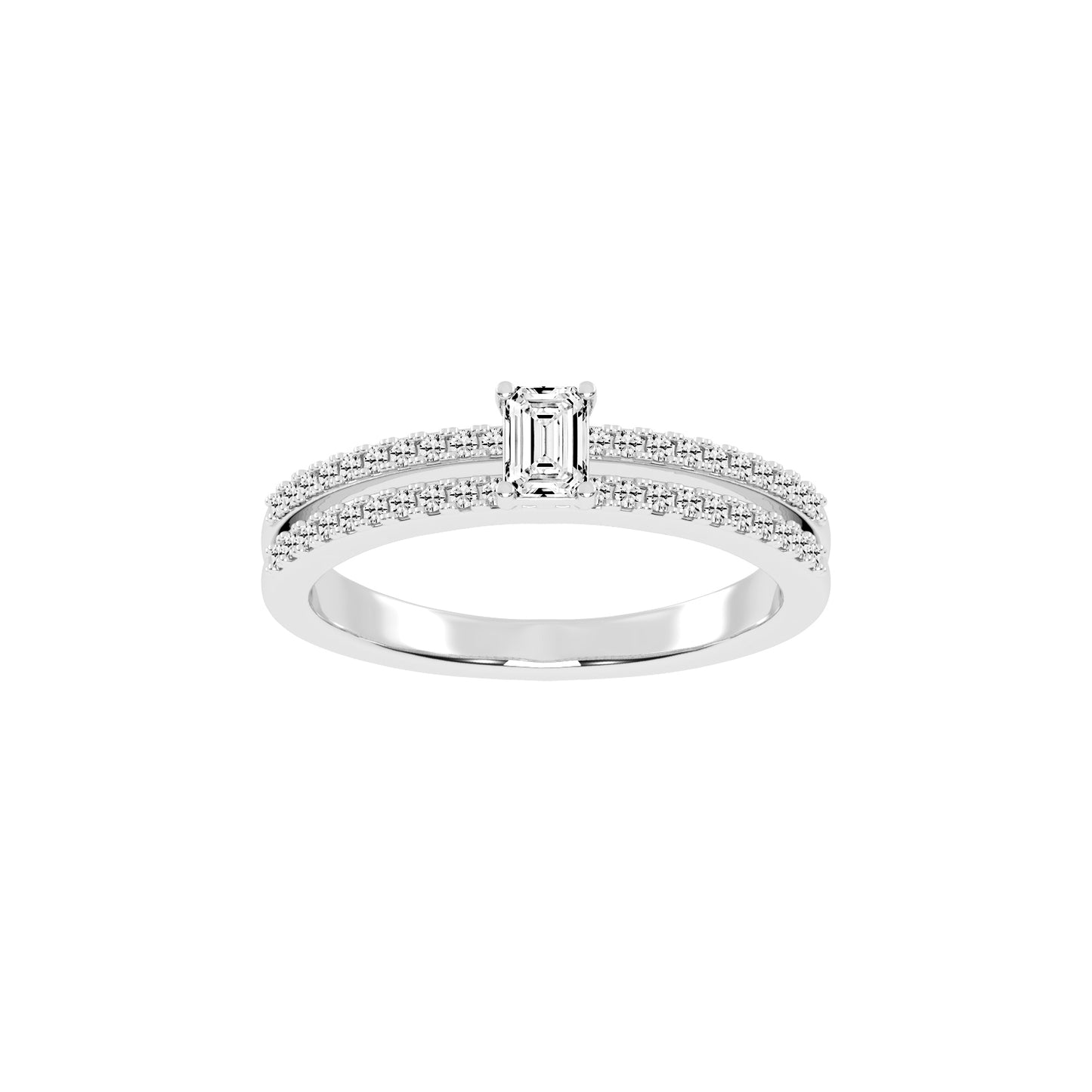 Veridelle Emerald Cut Side Stone Lab Diamond Ring