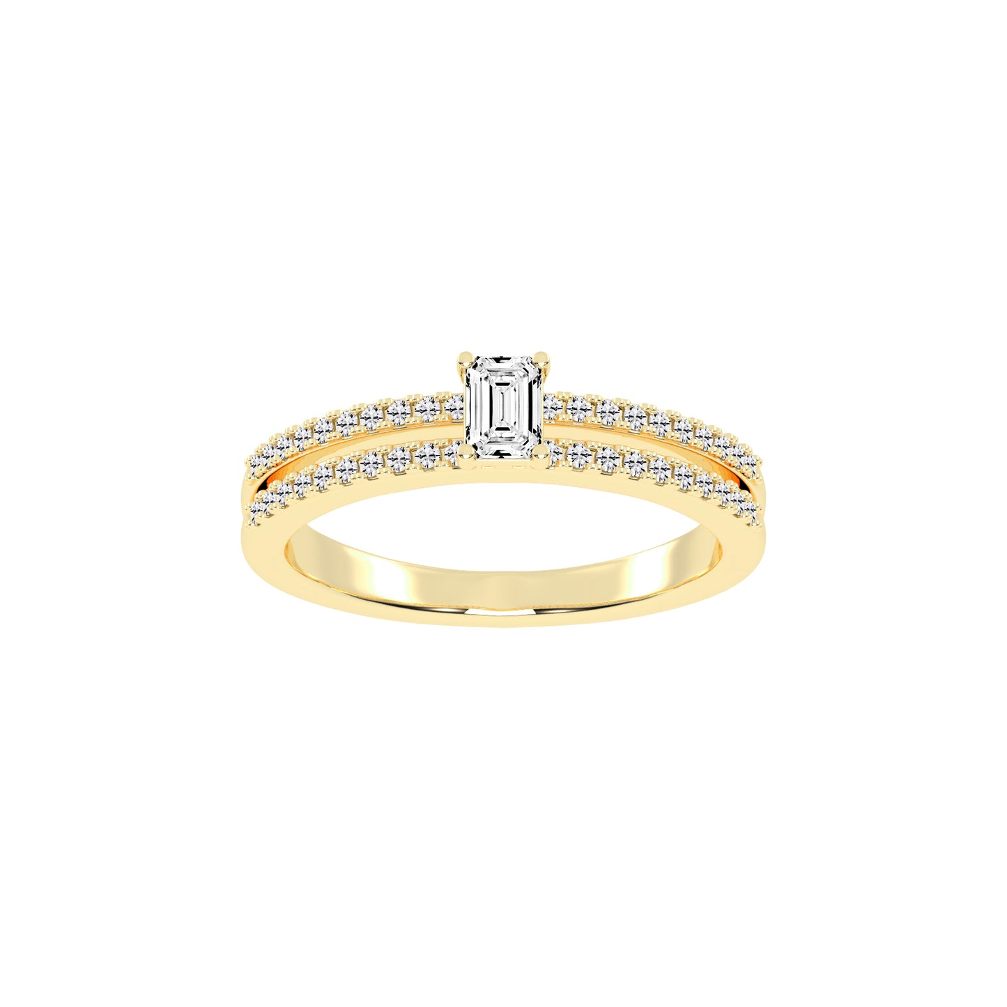 Veridelle Emerald Cut Side Stone Lab Diamond Ring