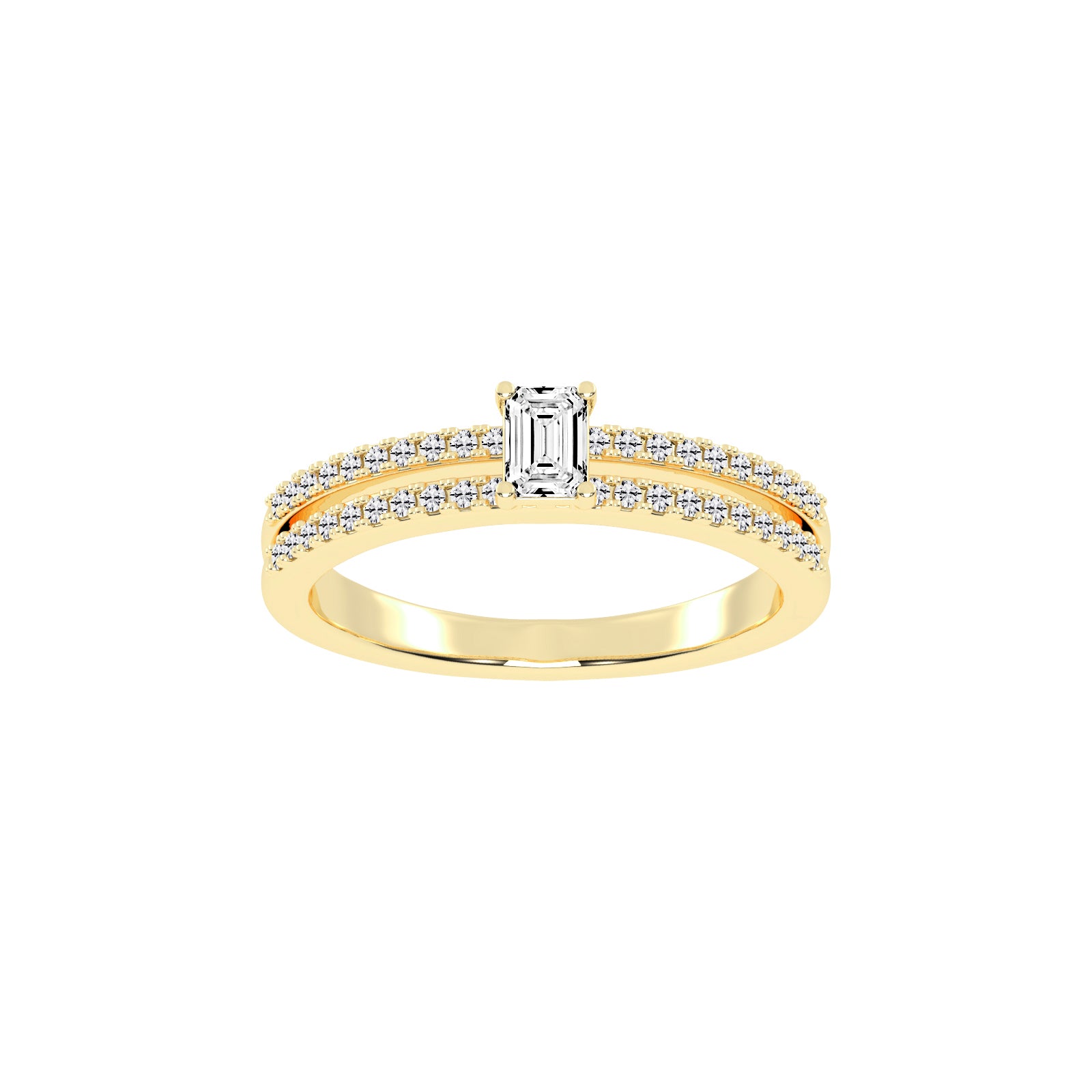 Veridelle Emerald Cut Side Stone Lab Diamond Ring