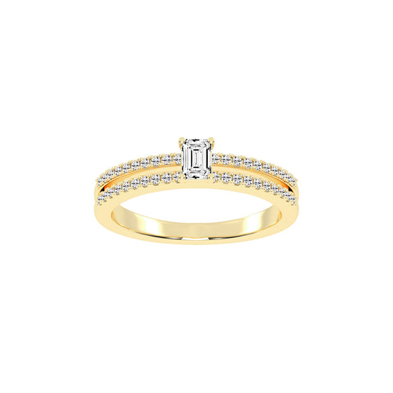 Veridelle Emerald Cut Side Stone Lab Diamond Ring
