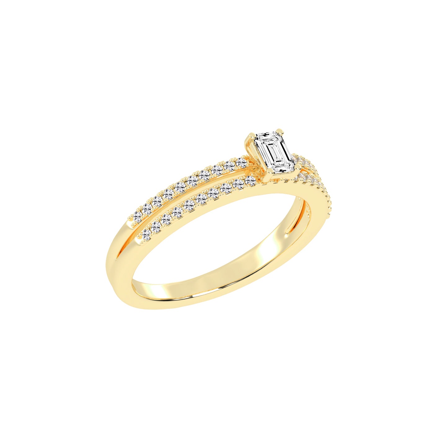 Veridelle Emerald Cut Side Stone Lab Diamond Ring