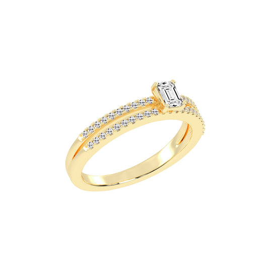 Veridelle Emerald Cut Side Stone Lab Diamond Ring