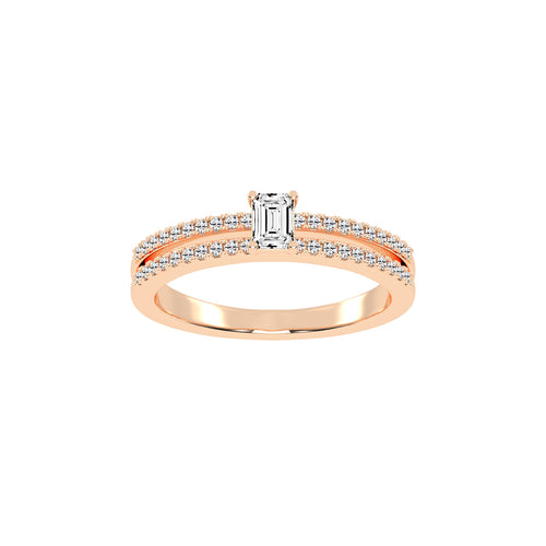 Veridelle Emerald Cut Side Stone Lab Diamond Ring