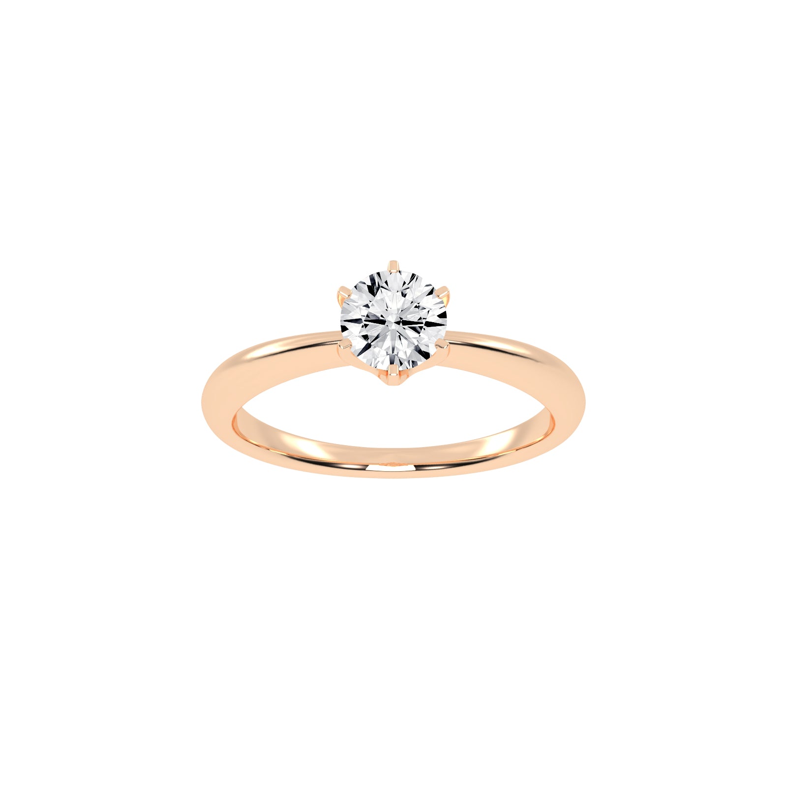 Solairista Six Prong Round Cut Solitaire Lab Diamond Ring
