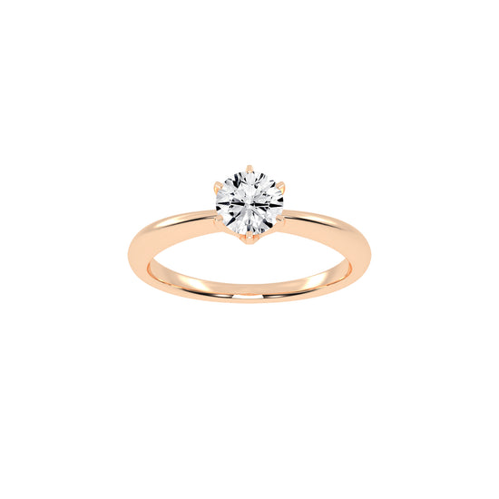 Solairista Six Prong Round Cut Solitaire Lab Diamond Ring