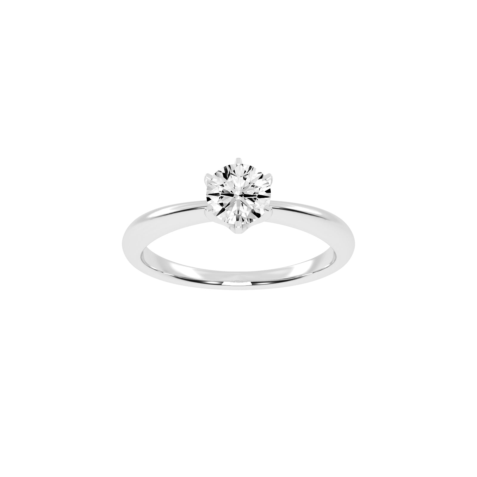 Solairista Six Prong Round Cut Solitaire Lab Diamond Ring