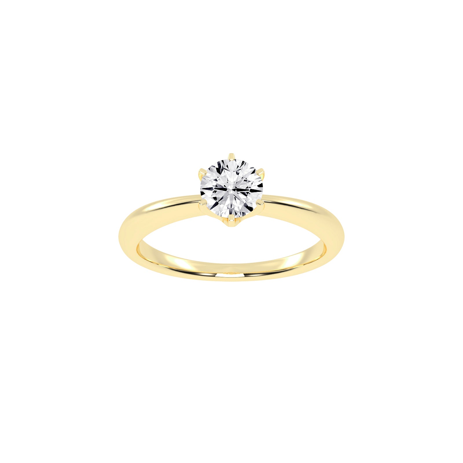 Solairista Six Prong Round Cut Solitaire Lab Diamond Ring